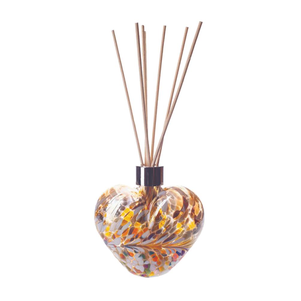 Amelia Art Glass Gold, Brown & White Heart Reed Diffuser £15.74